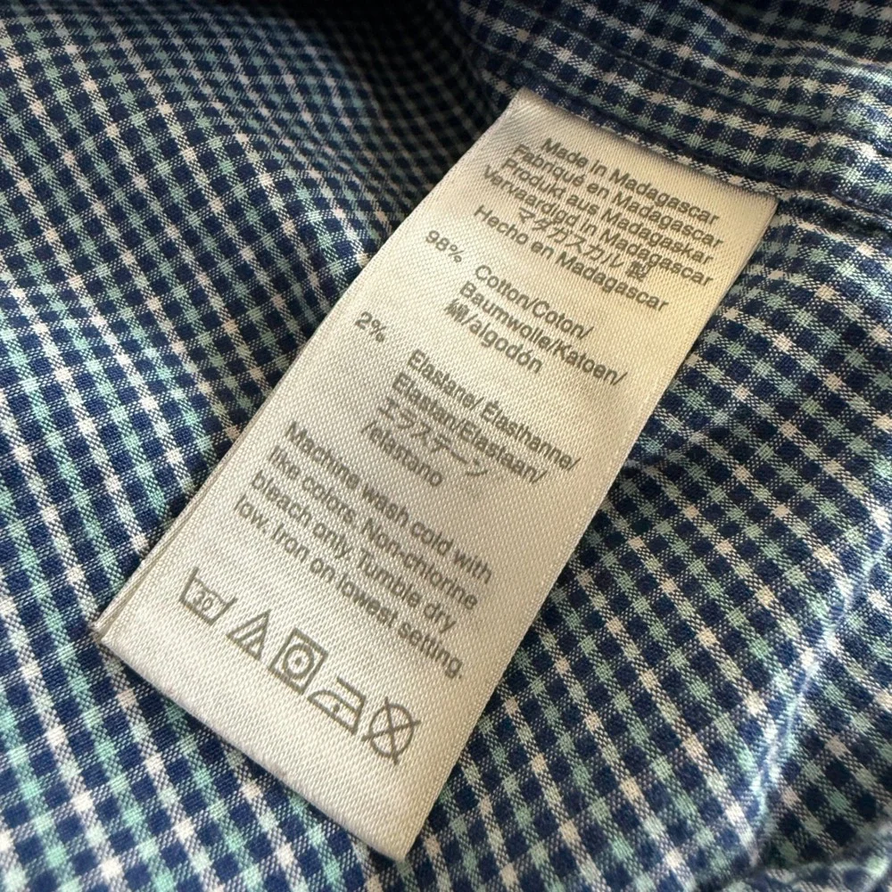 J.Crew Mens XL Slim Untucked Flex Washed Gingham Button Down‎ Shirt AL861 Blue